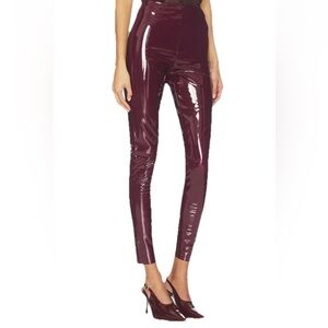 NWT Burgundy COMMANDO Control Legwear Faux Patent Leather Leggings Small SEXY